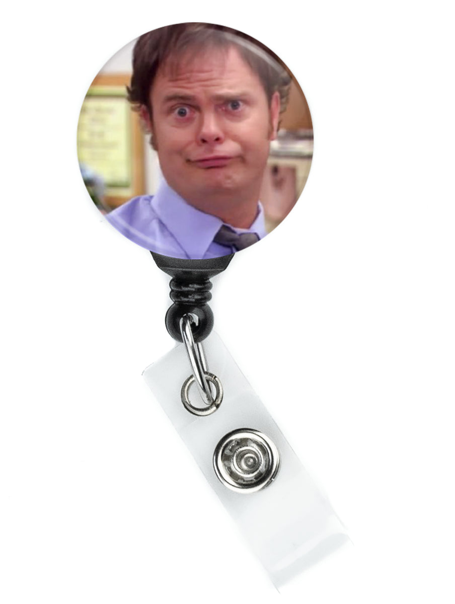 The Office Dwight Schrute Face Badge Reel - ReactionReels