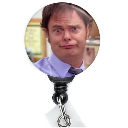 The Office Dwight Schrute Face Badge Reel - ReactionReels