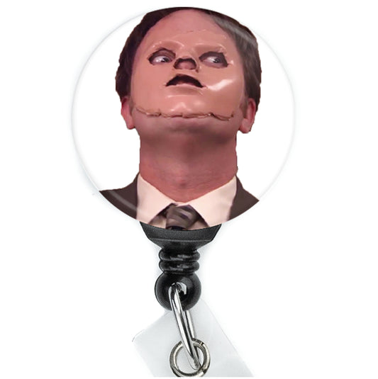 The Office Dwight Schrute CPR Mask Badge Reel - ReactionReels