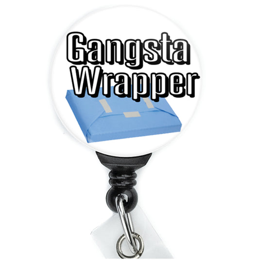 Gangsta Wrapper SPD Wrap Surgical Tech Scrub Tech Badge Reel - ReactionReels