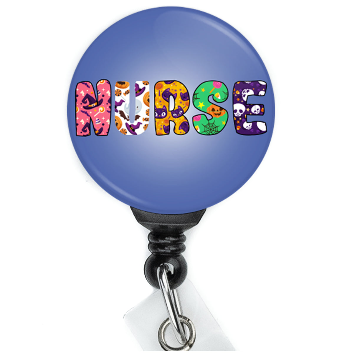 NURSE Halloween Pattern Letters Badge Reel - ReactionReels