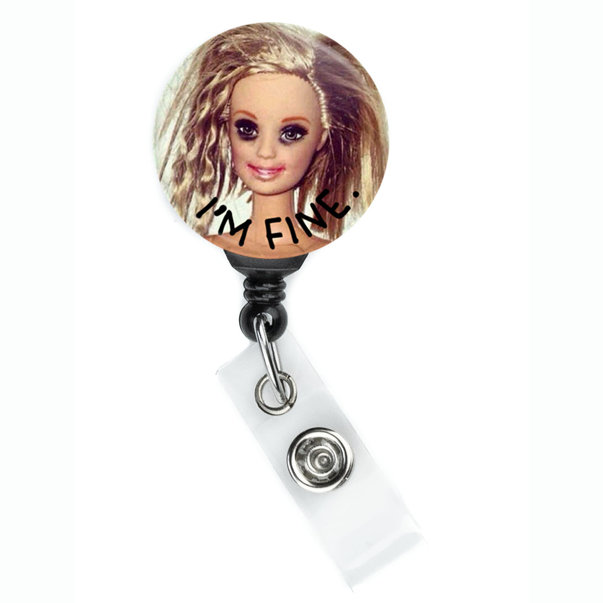 I'm Fine Messy Doll Badge Reel - ReactionReels