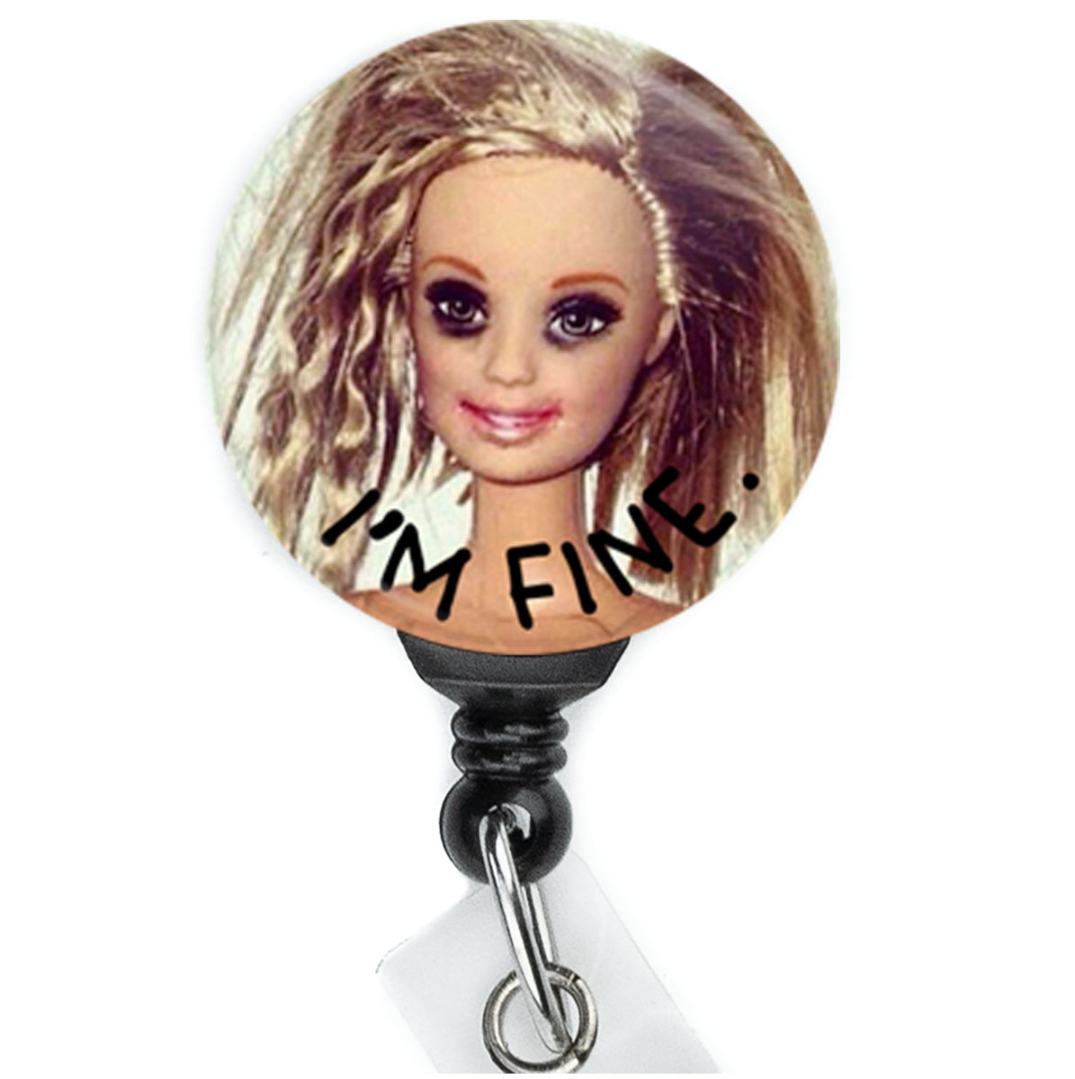 I'm Fine Messy Doll Badge Reel - ReactionReels