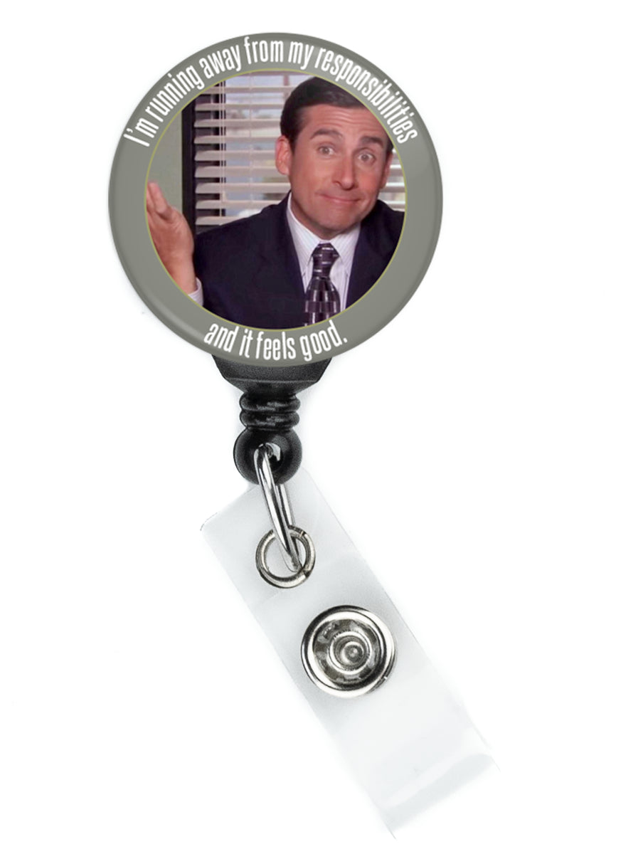 The Office Michael Scott Running Away From My Responsibilities Meme Badge Reel - ReactionReels