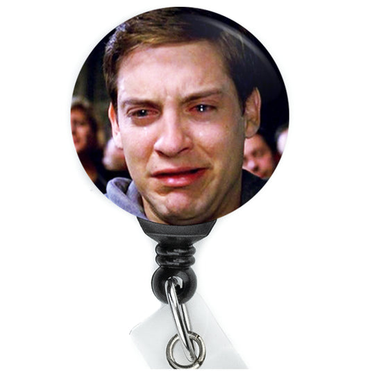 Peter Parker Cry Face Meme Badge Reel - ReactionReels