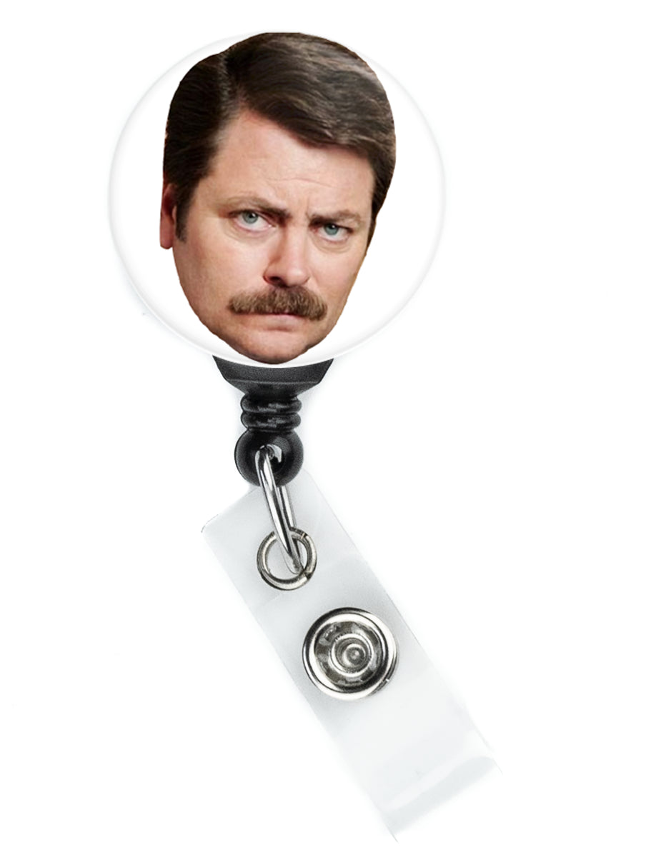 Parks and Recreation Ron Swanson Face Badge Reel - ReactionReels