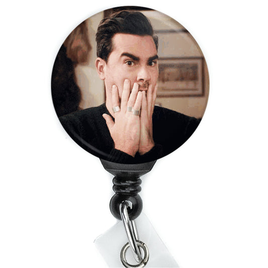 Schitts Creek David Rose Shocked Face Meme Badge Reel - ReactionReels