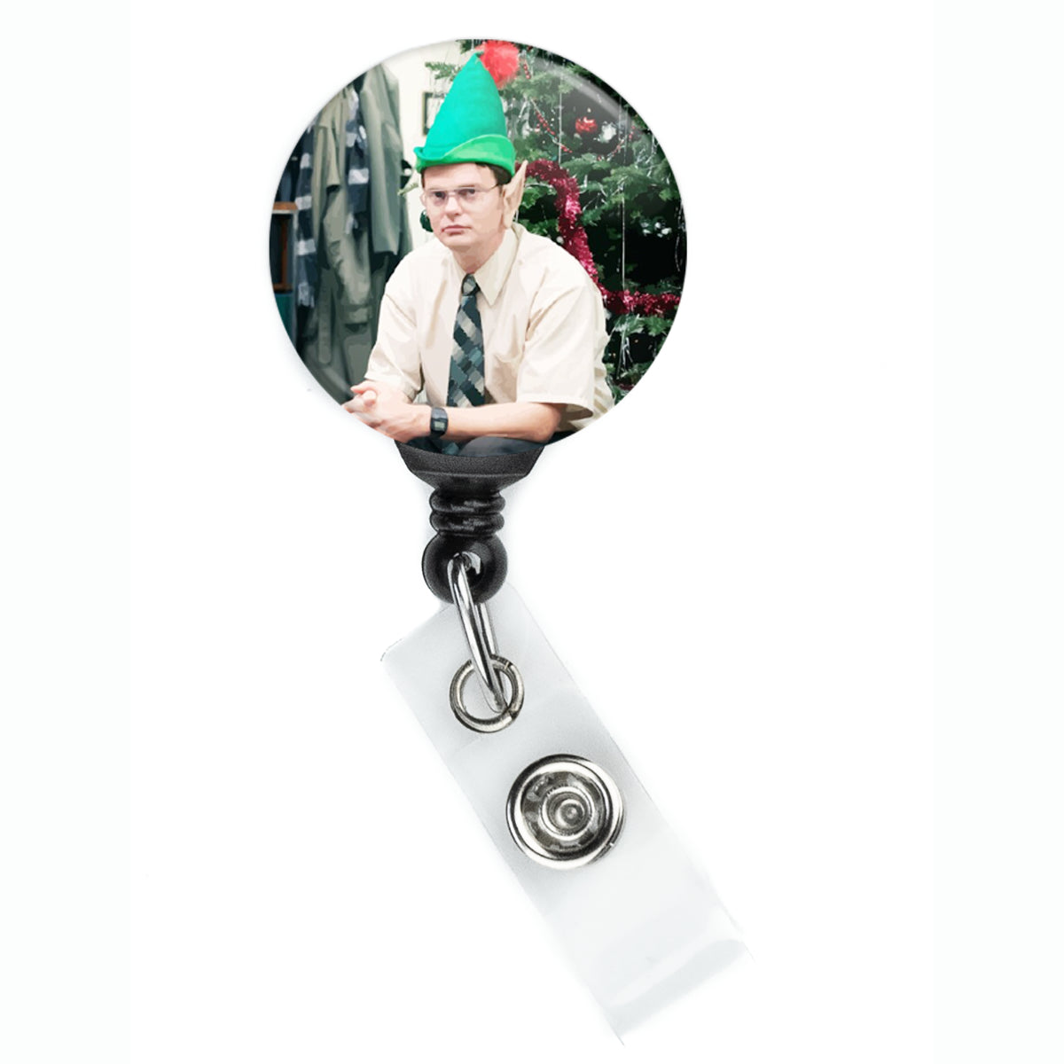 The Office Dwight Shrute Elf Christmas Badge Reel - ReactionReels