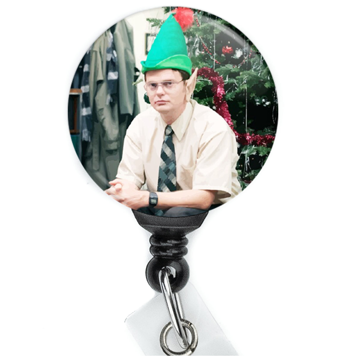 The Office Dwight Shrute Elf Christmas Badge Reel - ReactionReels