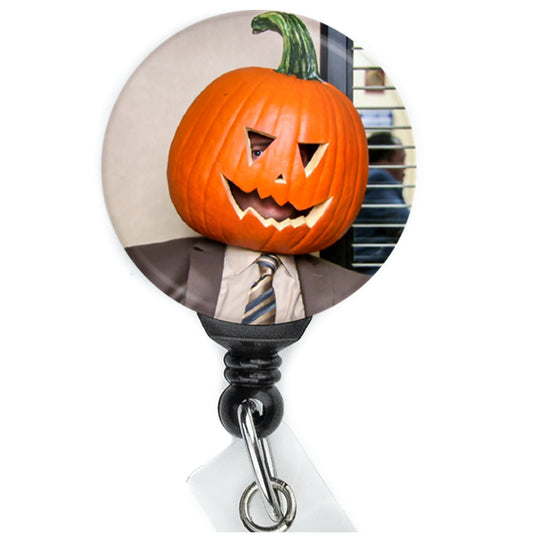 The Office Dwight Shrute Pumpkin Halloween Badge Reel - ReactionReels