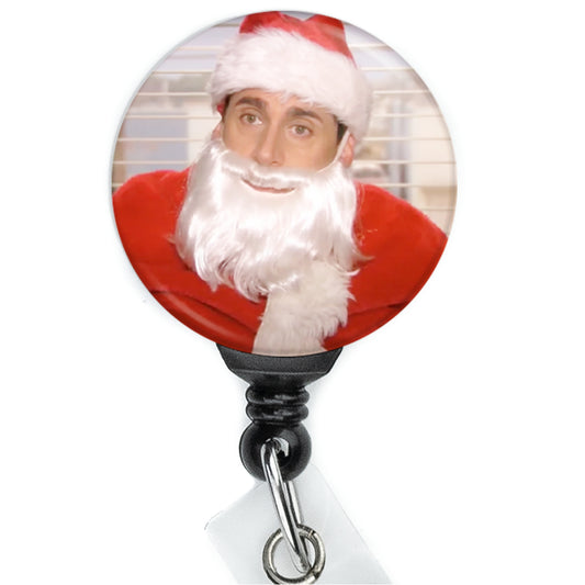 The Office Michael Scott Santa Claus Christmas Badge Reel - ReactionReels