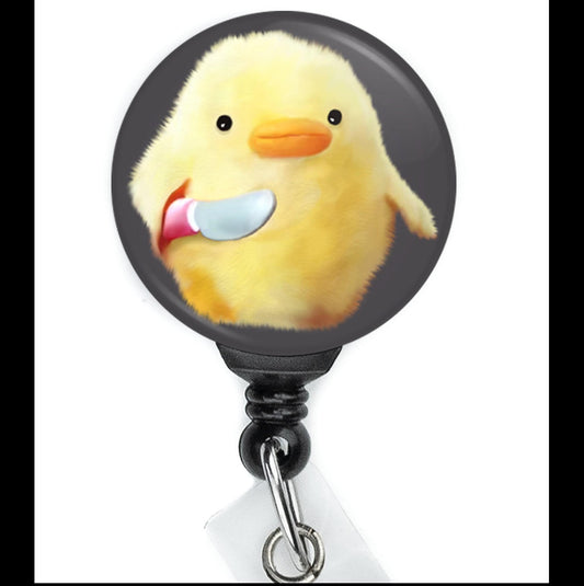 Nurse Funny Chick With Knife Try Me Meme Retractable Badge Reel with Swing Clip and 34 Inch Cord