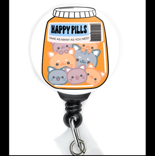 Cute Happy Kitty Cat Pills  Nurse Badge Reel  ID Badge Holder  Nurse Gift  Nurse Badge Holder  ID Holder  Cute ID
