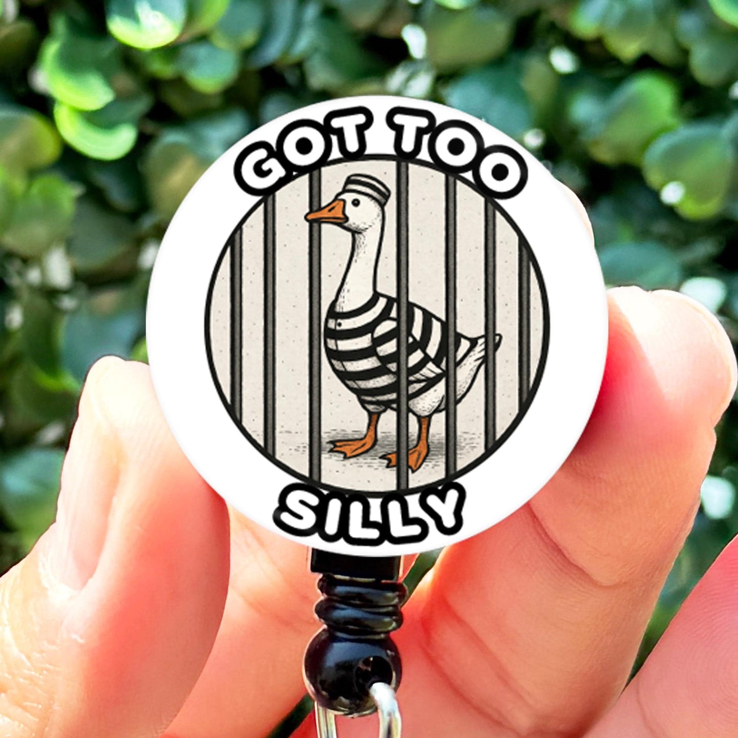 Silly Goose Got Too Silly  Jail Prisoner Goose  Nurse Badge Reel Funny  Badge Reel Holder  Nurse Gift  Nurse