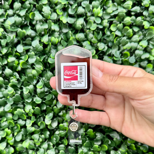 Nurse Badge Reel – Cute Retractable Badge Holder for Nurses and Medical Staff, IV Bag Theme - Coke