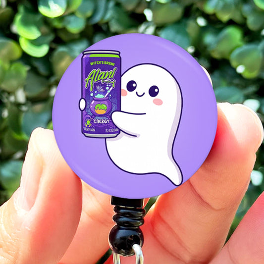 Halloween Cute Alani Nu Ghost Parody  Nurse Badge Reel Funny  ID Badge Reel  Nurse Gift