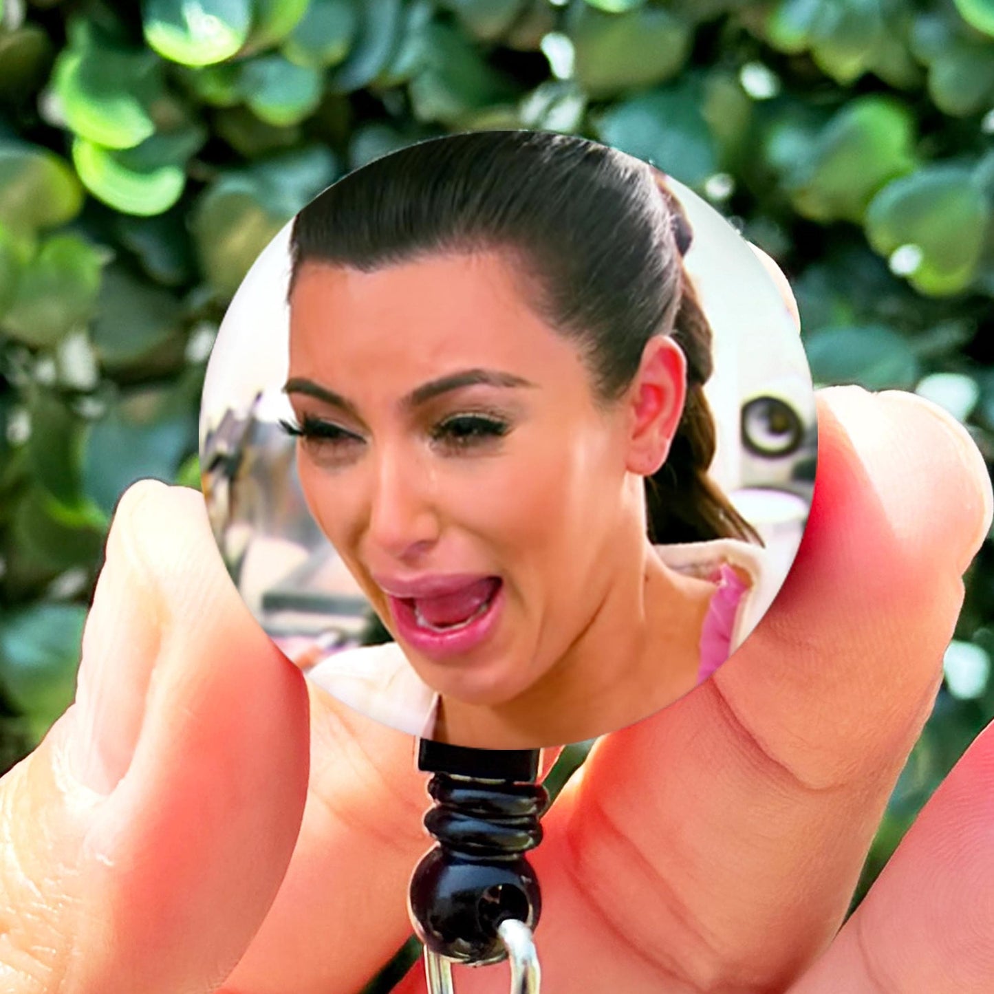 Nurse Funny Kim K Cry Face Meme Retractable Badge Reel with Swing Clip and 34 Inch Cord - ReactionReels