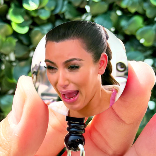 Nurse Funny Kim K Cry Face Meme Retractable Badge Reel with Swing Clip and 34 Inch Cord - ReactionReels
