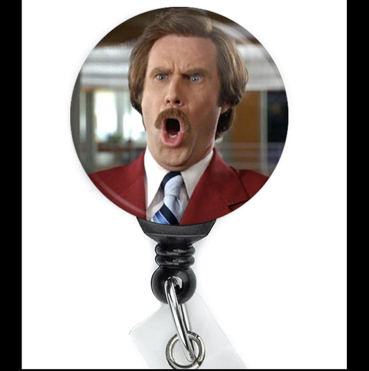 Ron Burgundy Anchorman Surprise Face Meme  Nurse Badge Reel Funny  ID Badge Holder