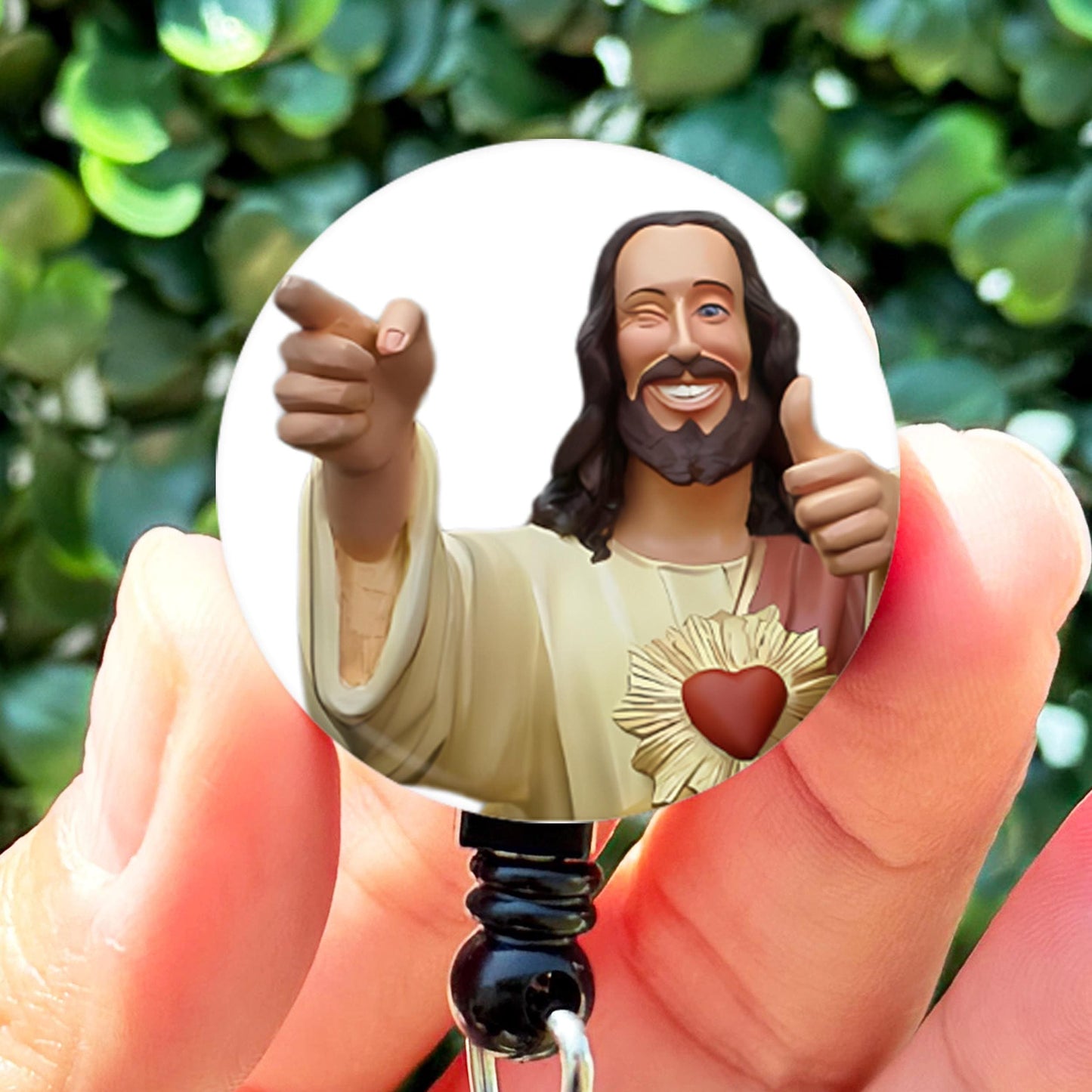 Funny ID Badge Reel  Buddy Christ Meme ID  Funny Jesus Badge Reel  Badge Holder  Nurse Gift  Nurse Badge Reel  Cute ID Badge Reel