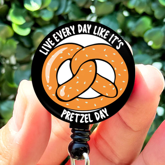 The Office Pretzel Day Funny Retractable Badge Reel with Swing Clip and 36 Inch Cord