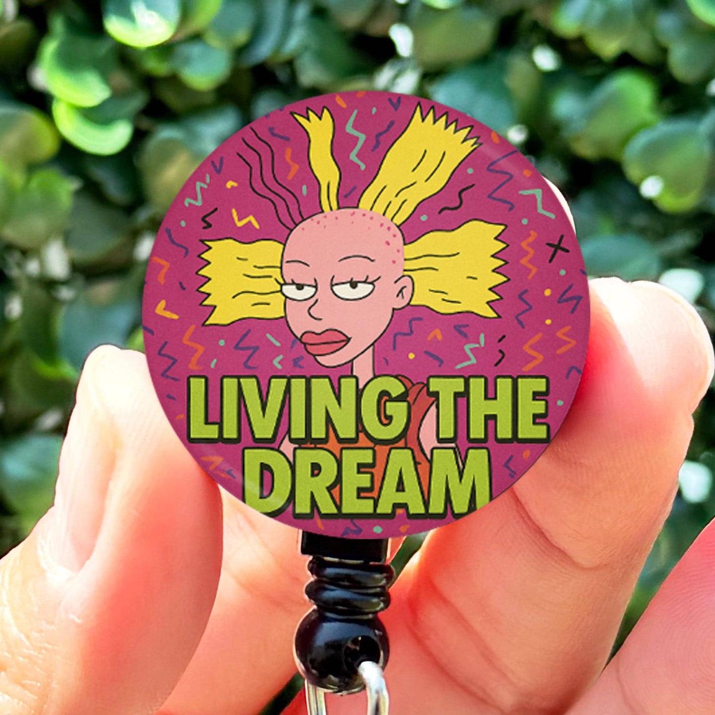 Nostalgic 90s Cartoon Messy Doll Living The Dream  Nurse Badge Reel Funny  Badge Reel  Nurse Gift  Nurse ID Holde