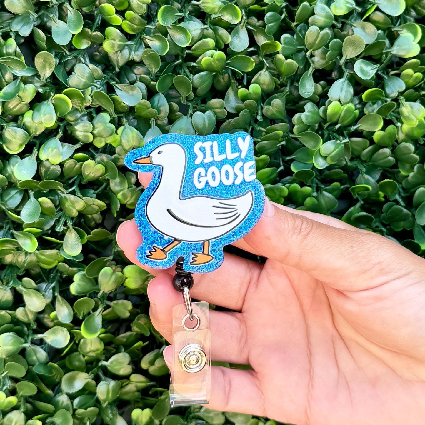 Silly Goose Nurse Badge Reel Acrylic  ID Badge Holder  Nurse Gift  Retractable Nurse Badge Clip  Goose Badge Clip