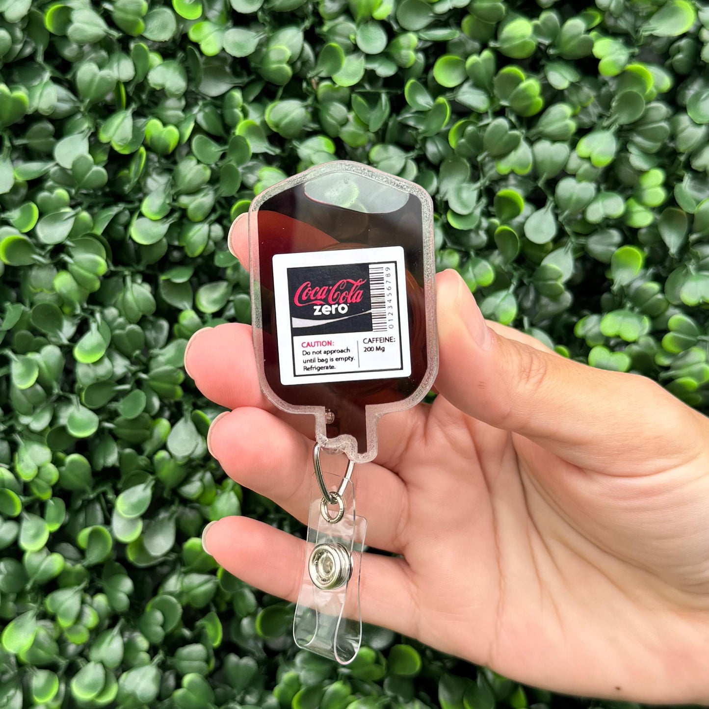 Nurse Badge Reel – Cute Retractable Badge Holder for Nurses and Medical Staff, IV Bag Theme - Coke Zero