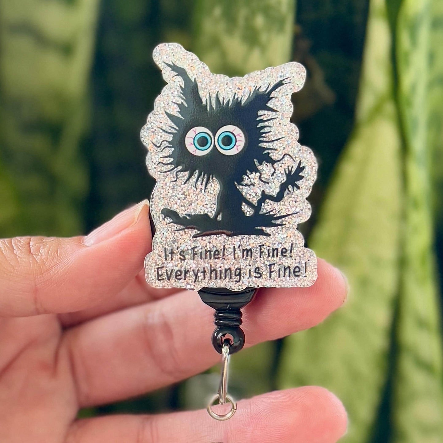 Funny Acrylic Badge Reel  Everything's Fine Crazy Cat  Nurse Badge Reel  ID Badge Holder  Nurse Gift  Nurse Badge Holder