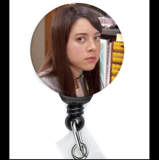 Parks and Rec April Side Eye Funny Meme  ID Badge Holder  Nurse Gift  Nurse Badge Reel  ID Holder