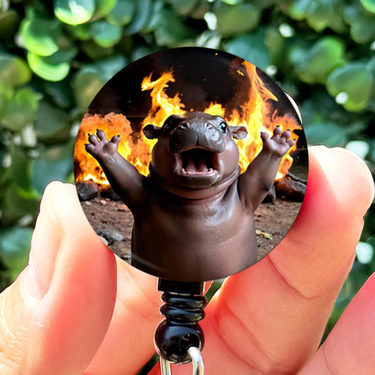 Baby Hippo Pygmy Hellfire  Nurse Badge Reel Funny  ID Badge Holder  Nurse Gift  Nurse Badge Holder  Cute ID Holder