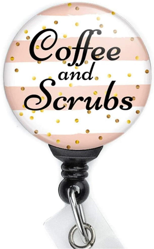 Coffee Scrubs Pink nurse badge clip