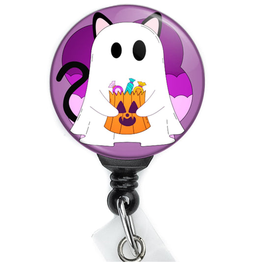 Halloween Ghost Cat nurse badge clip